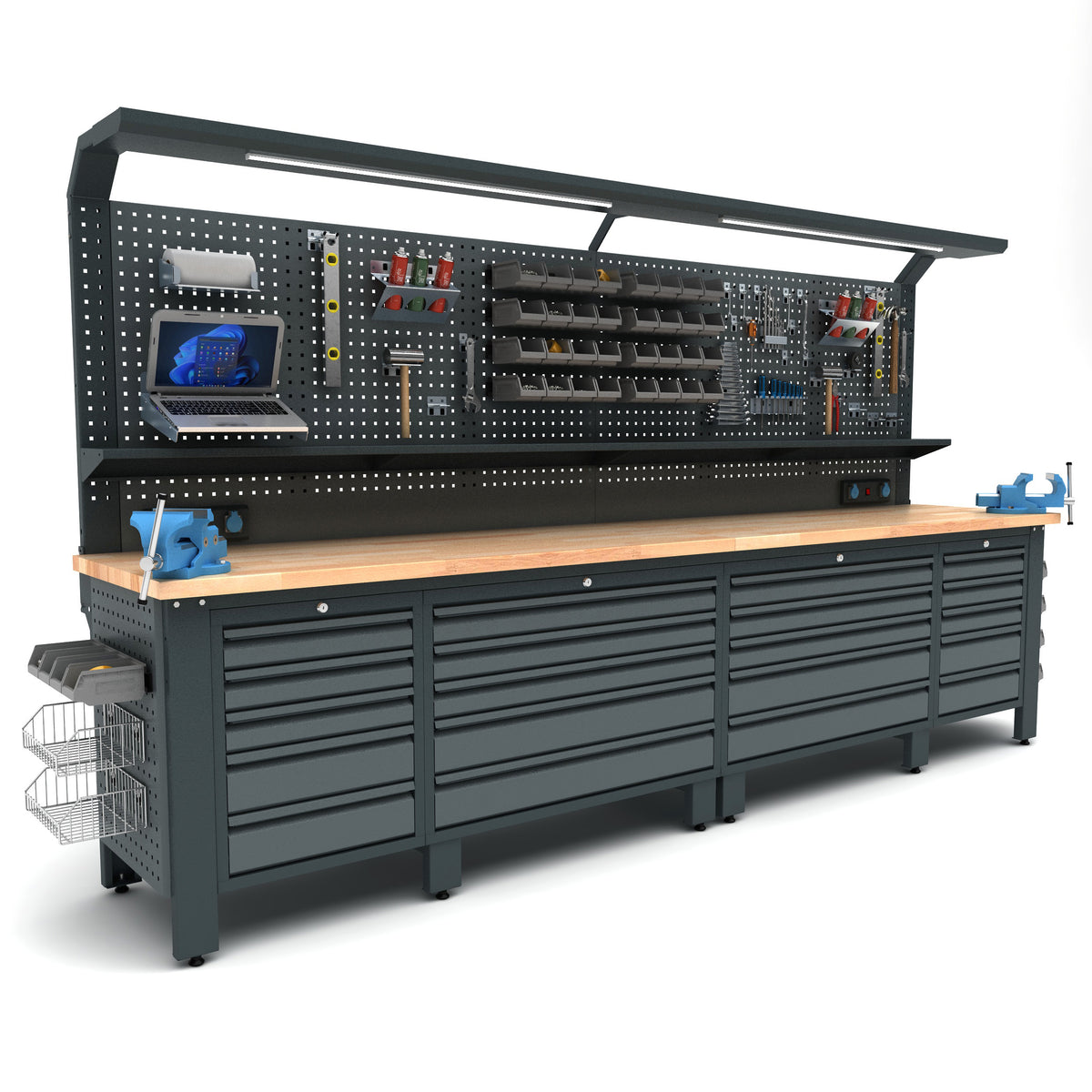 Bullram Profi Werkbank mit 20 Schubladen 3560 × 730 × 2005 mm – WBG08