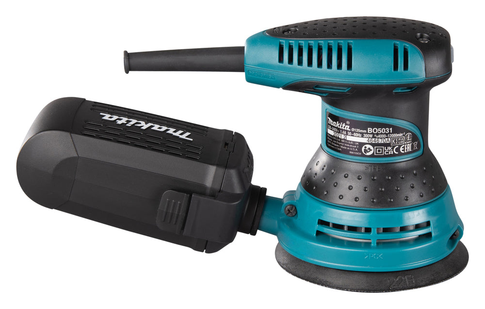 Makita Exzenterschleifer | 123 mm Schleifscheibe, gummierte Handgriffe & Staubabsaugung - BO5031J