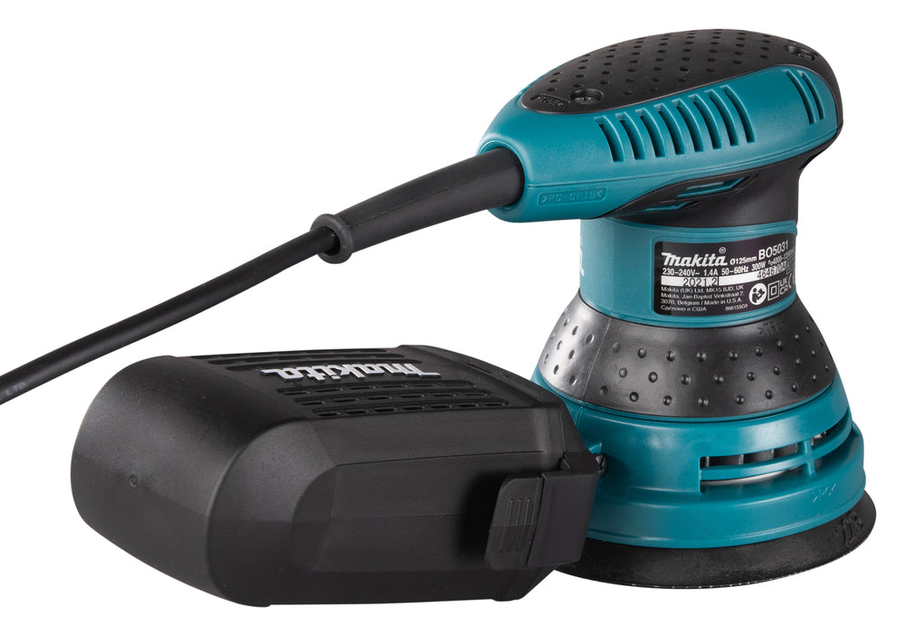 Makita Exzenterschleifer | 123 mm Schleifscheibe, gummierte Handgriffe & Staubabsaugung - BO5031J