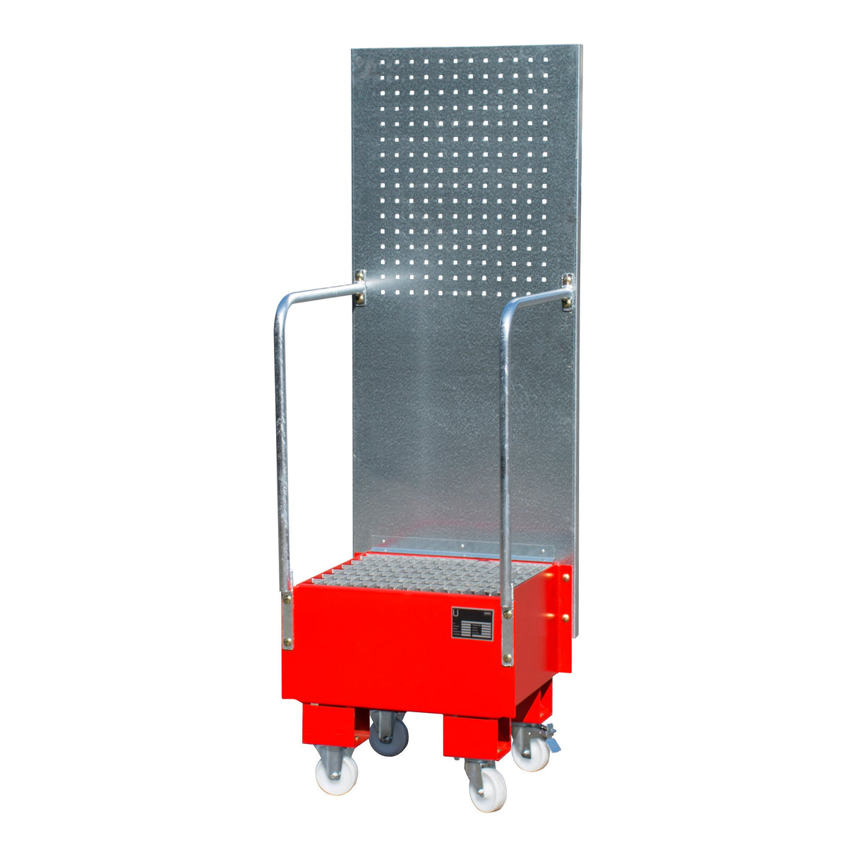 BAUER Südlohn Fahrbare Auffangwanne mit Lochplattenwand Typ LPW 60-1 RAL 3000 Feuerrot - Art.-Nr. 4447-55-0000-2