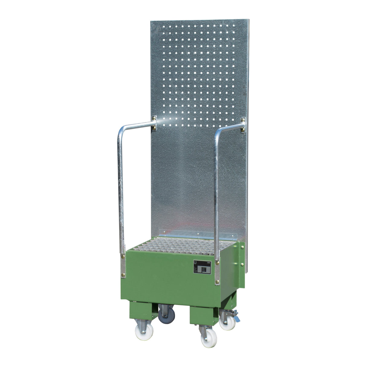 BAUER Südlohn Fahrbare Auffangwanne mit Lochplattenwand Typ LPW 60-1 RAL 6011 Resedagrün - Art.-Nr. 4447-55-0000-4