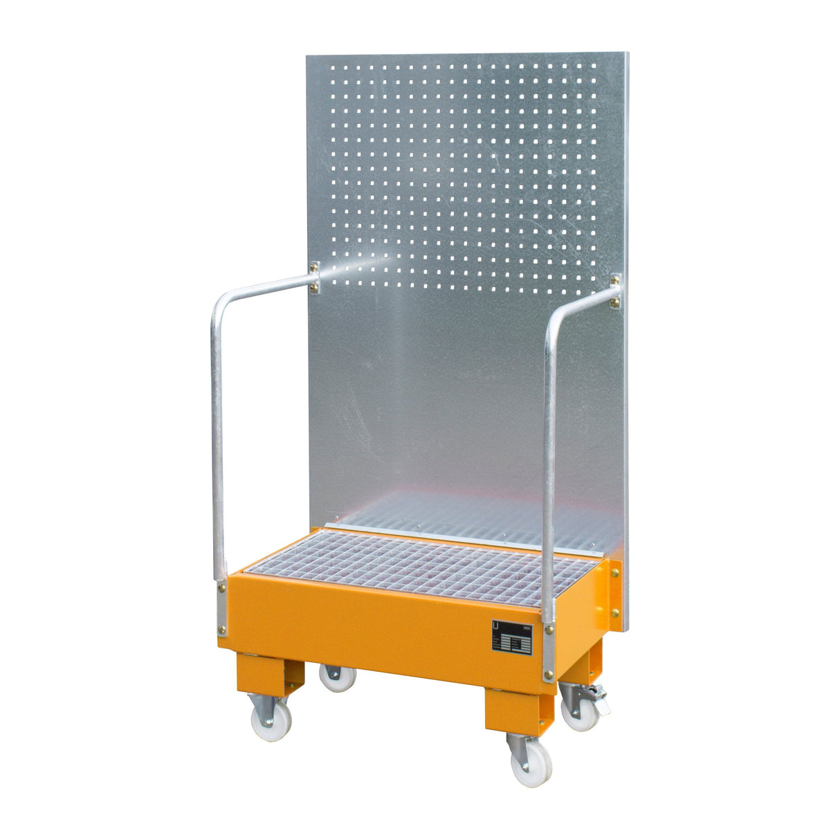 BAUER Südlohn Fahrbare Auffangwanne mit Lochplattenwand Typ LPW 60-2 RAL 2000 Gelborange - Art.-Nr. 4447-56-0000-1