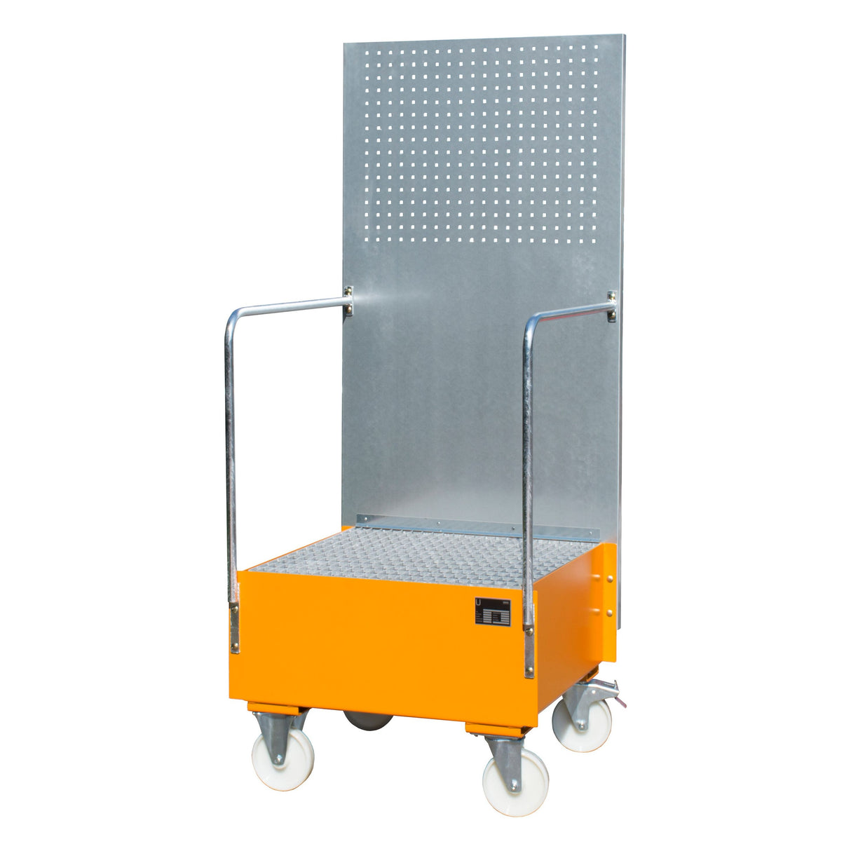 BAUER Südlohn Fahrbare Auffangwanne mit Lochplattenwand Typ LPW 200-1 RAL 2000 Gelborange - Art.-Nr. 4447-58-0000-1