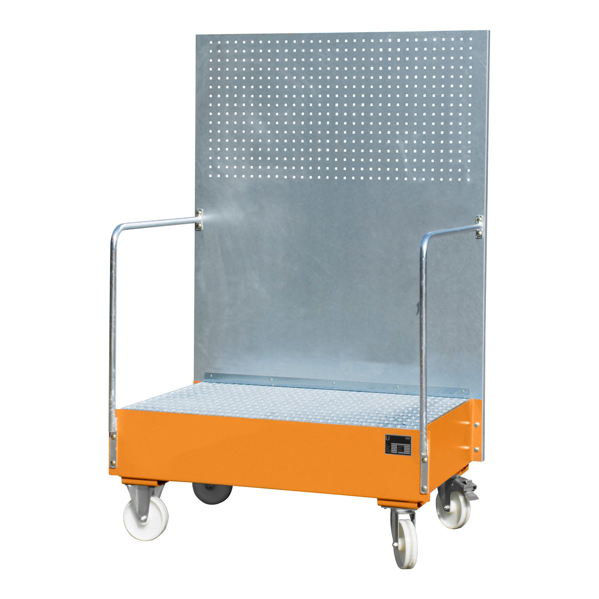 BAUER Südlohn Fahrbare Auffangwanne mit Lochplattenwand Typ LPW 200-2 RAL 2000 Gelborange - Art.-Nr. 4447-59-0000-1