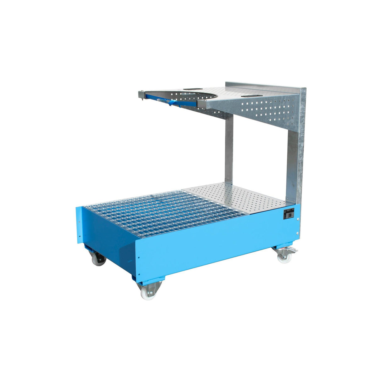 BAUER Südlohn Fahrbare Auffangwanne mit Lochplattenwand Typ LPW 200-4 RAL 5012 Lichtblau - Art.-Nr. 4447-61-0000-3