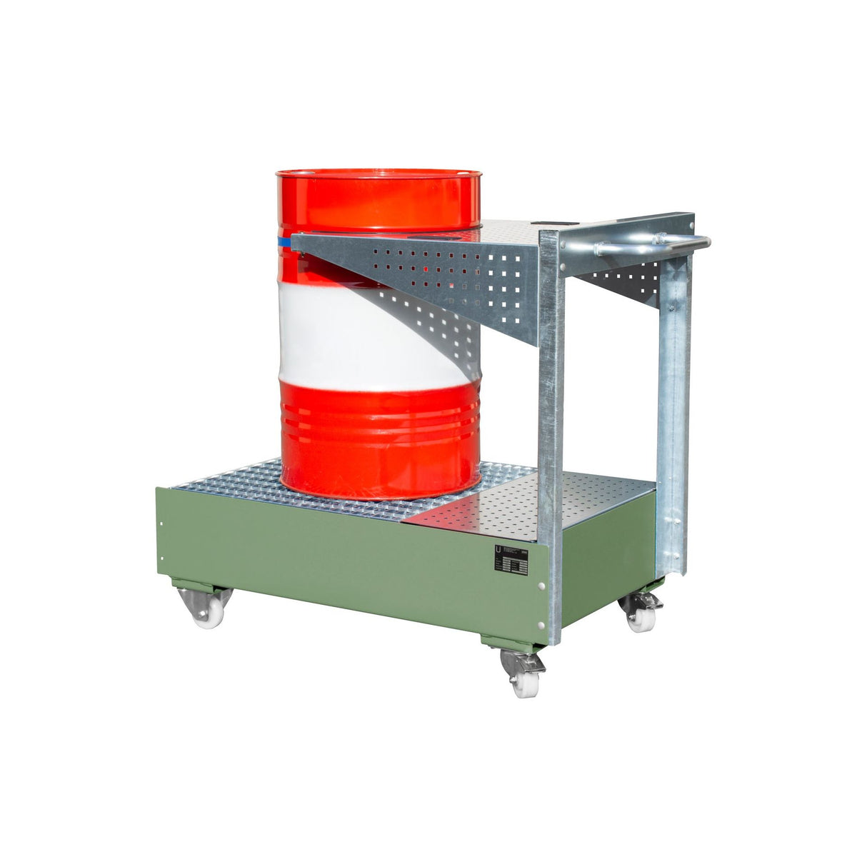 BAUER Südlohn Fahrbare Auffangwanne mit Lochplattenwand Typ LPW 200-4 RAL 6011 Resedagrün - Art.-Nr. 4447-61-0000-4