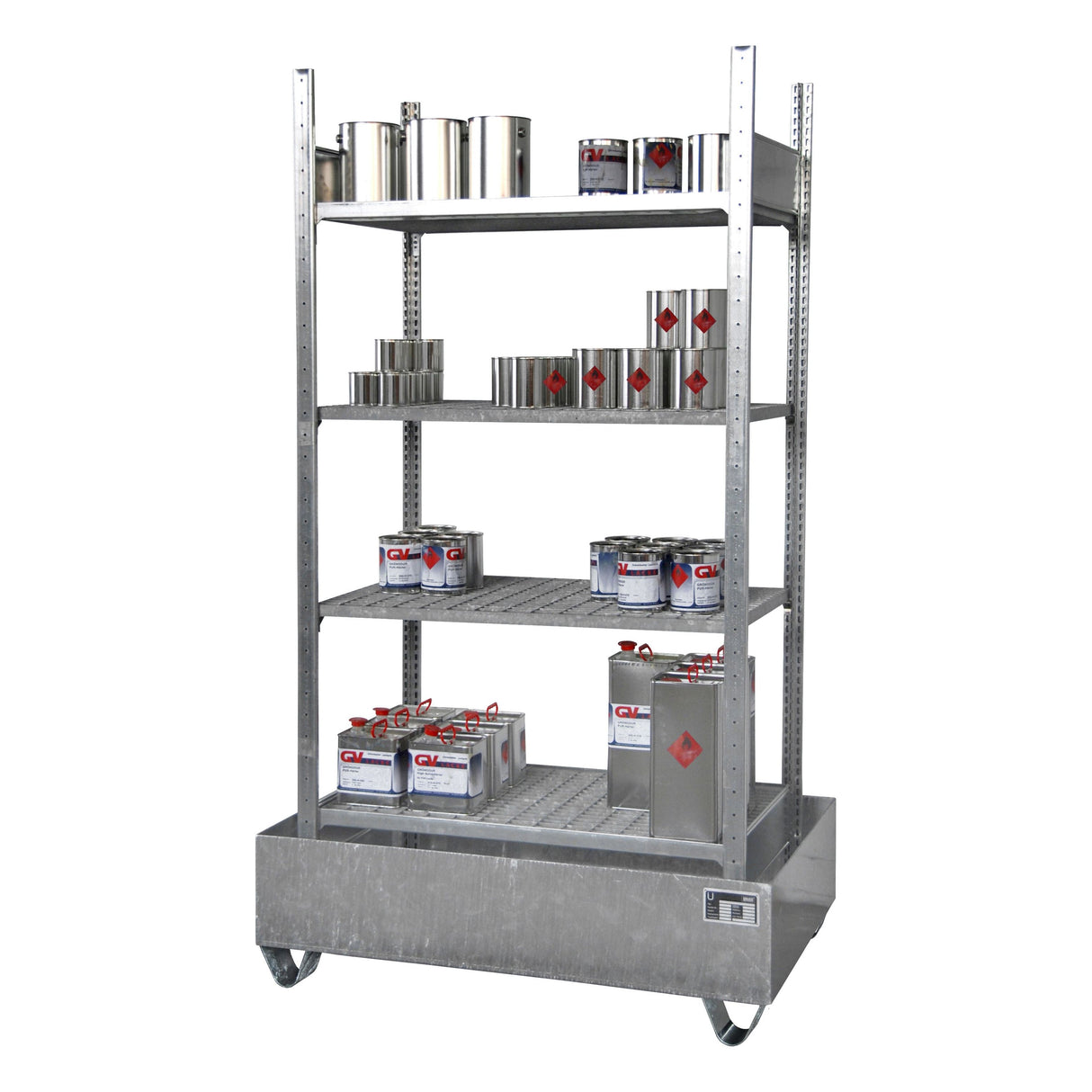 BAUER Südlohn Kleingebinderegal mit Auffangwanne Kleingebinderegale mit Auffangwannen 3000 Typ 3021-4E - Art.-Nr. 4473-25-0000-7