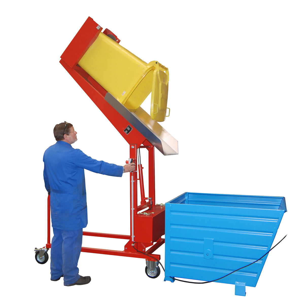 BAUER Südlohn Mülltonnen-Kippstation Typ MKS-230V RAL 3000 Feuerrot - Art.-Nr. 4476-10-0000-2