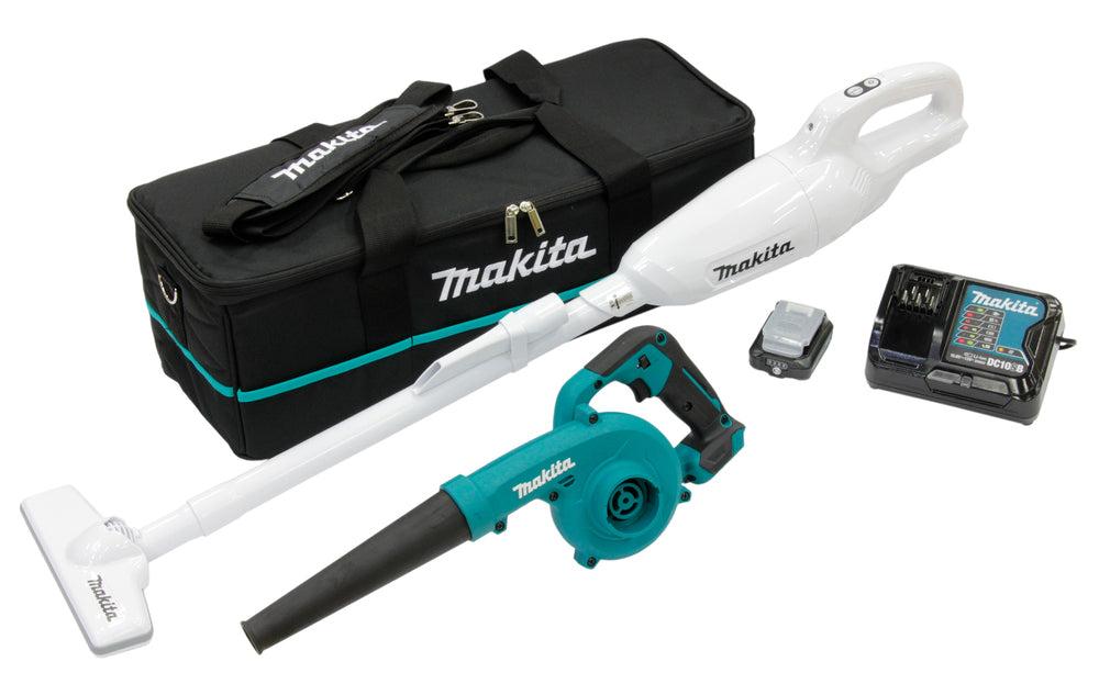 Makita Akku-Kombo-Kit 12V max. | Staubsauger & Gebläse im Set mit Akku & Ladegerät - CLX245SAX1
