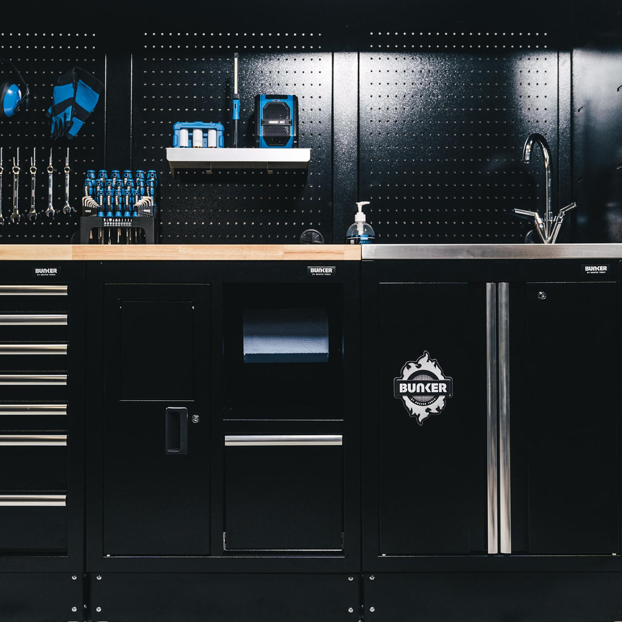 BUNKER 4915mm Modulare Werkstatteinrichtung Werkbank mit Hartholz-Arbeitsplatte - 25-teilig - D04390