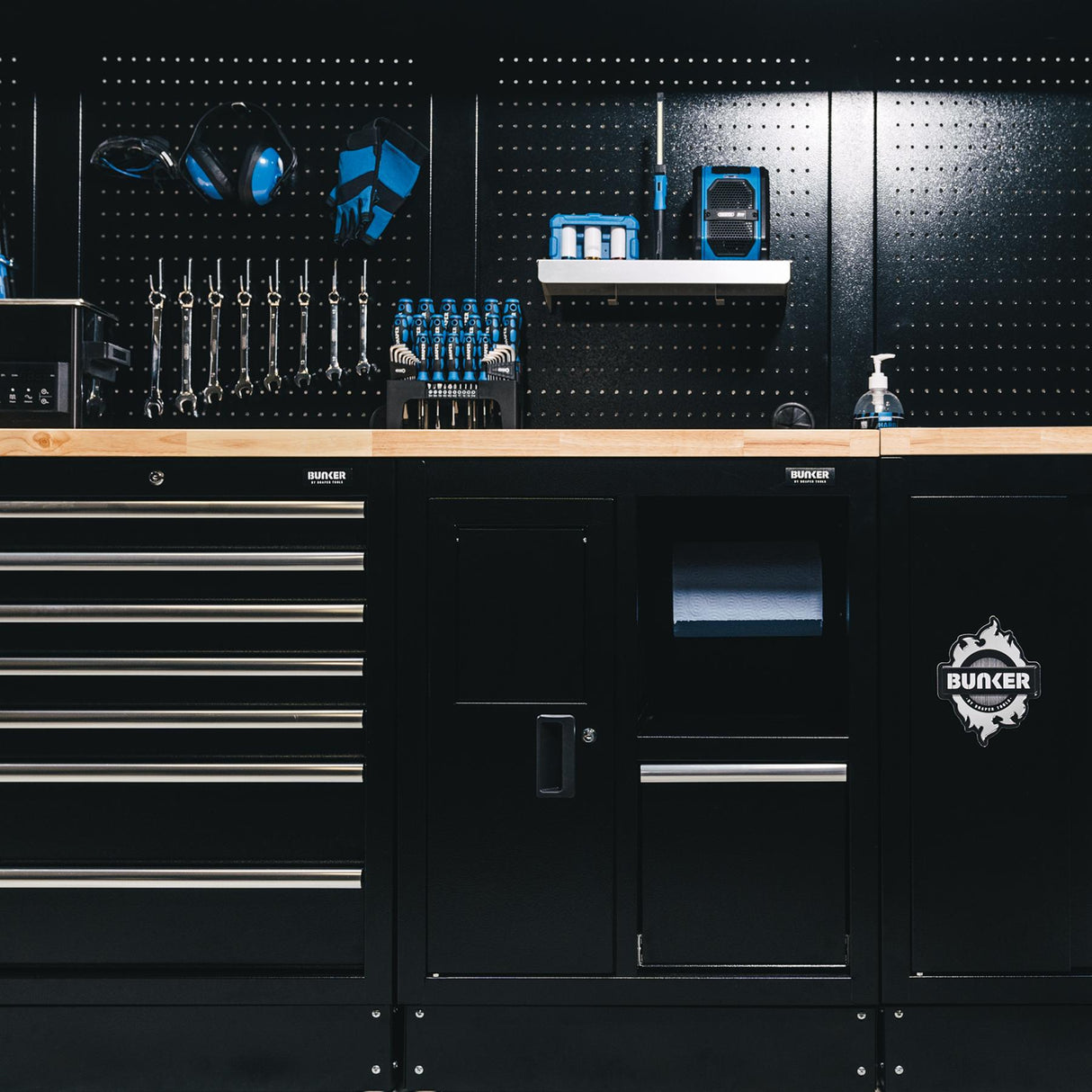 BUNKER 4915mm Modulare Werkstatteinrichtung Werkbank mit Hartholz-Arbeitsplatte - 25-teilig - D04390