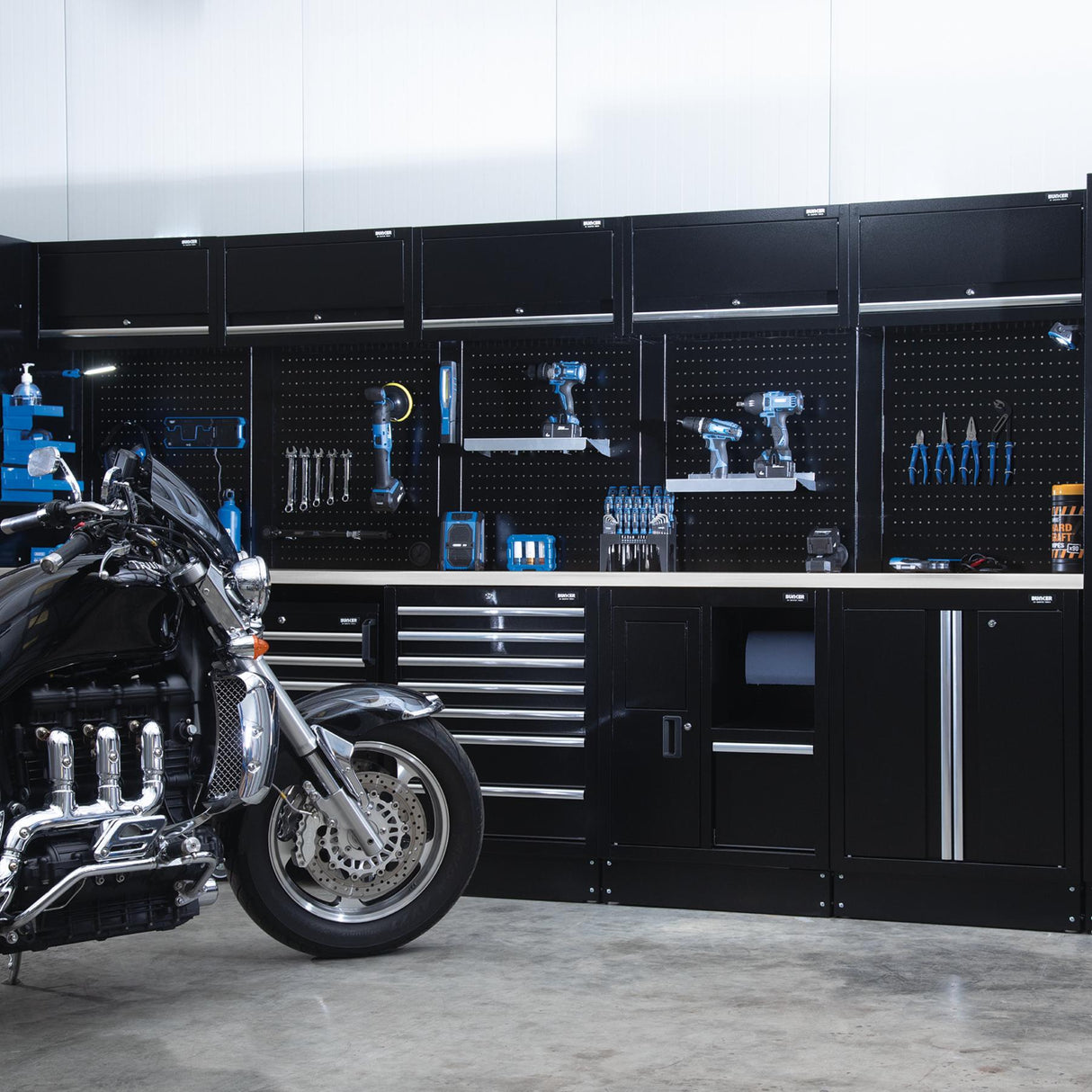 BUNKER 4915mm Modulare Werkstatteinrichtung Werkbank mit Edelstahl-Arbeitsplatte - 25-teilig - D04393