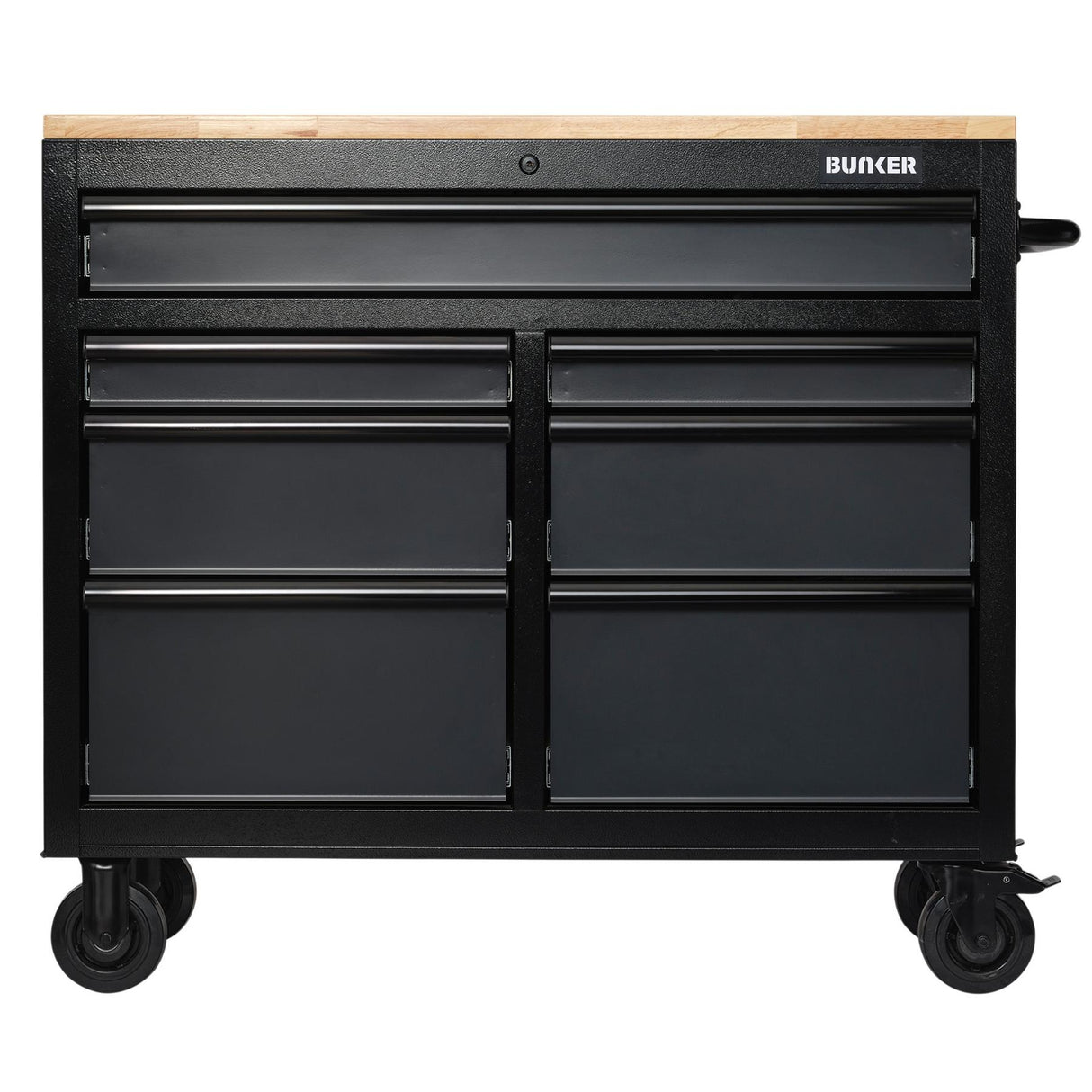 BUNKER Profi Werkbank 41 Zoll, 104 cm - Grau - Werkbank mit Schubladen - 7 - Werkbank mit Rollen - D08216
