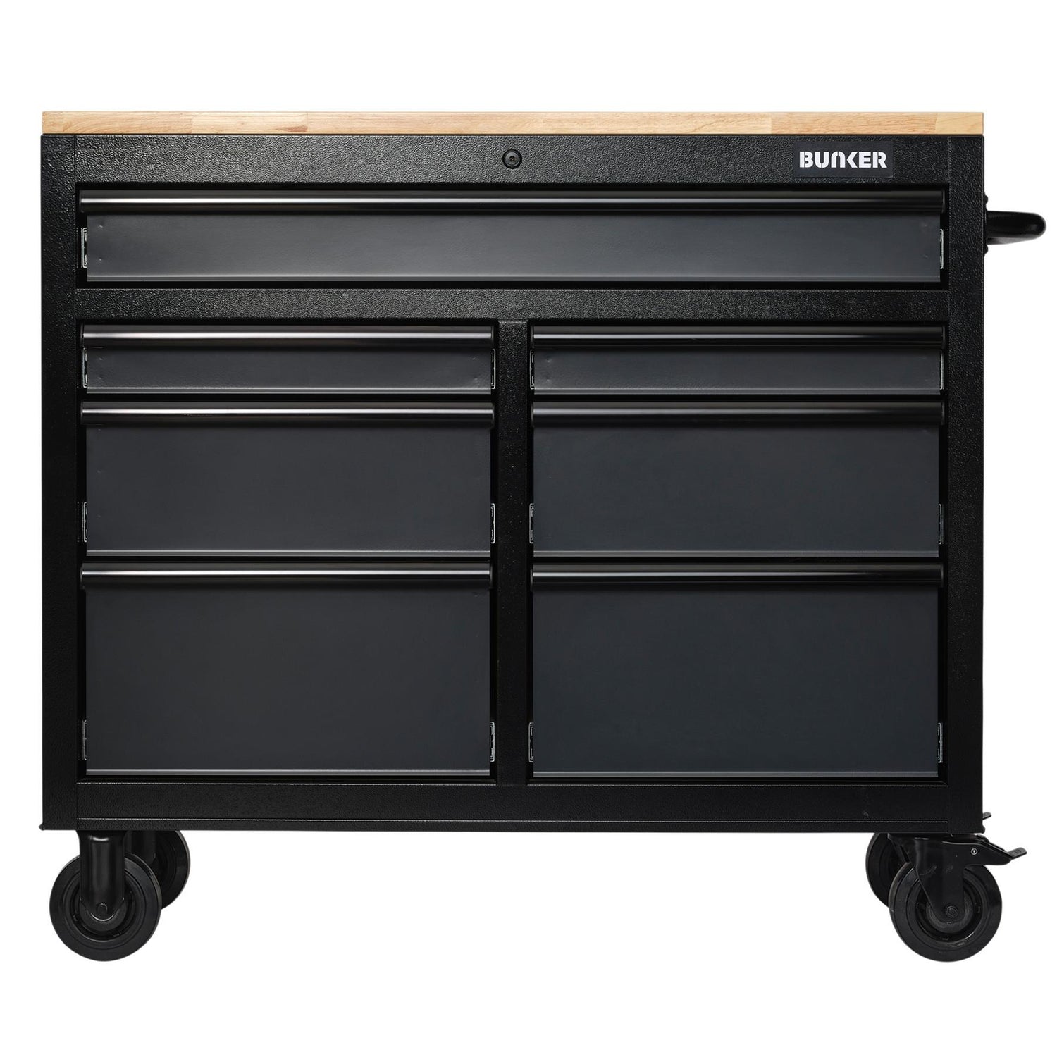 BUNKER Profi Werkbank 41 Zoll, 104 cm - Grau - Werkbank mit Schubladen - 7 - Werkbank mit Rollen - D08216