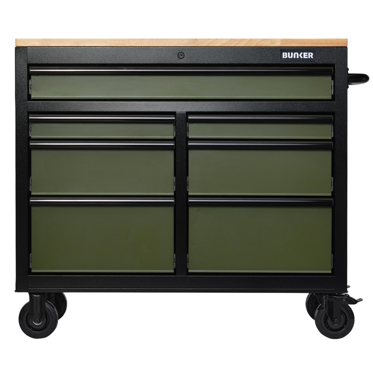 BUNKER Profi Werkbank  41 Zoll, 104 cm - Grün  - Werkbank mit Schubladen - 7 - Werkbank mit Rollen - D08221