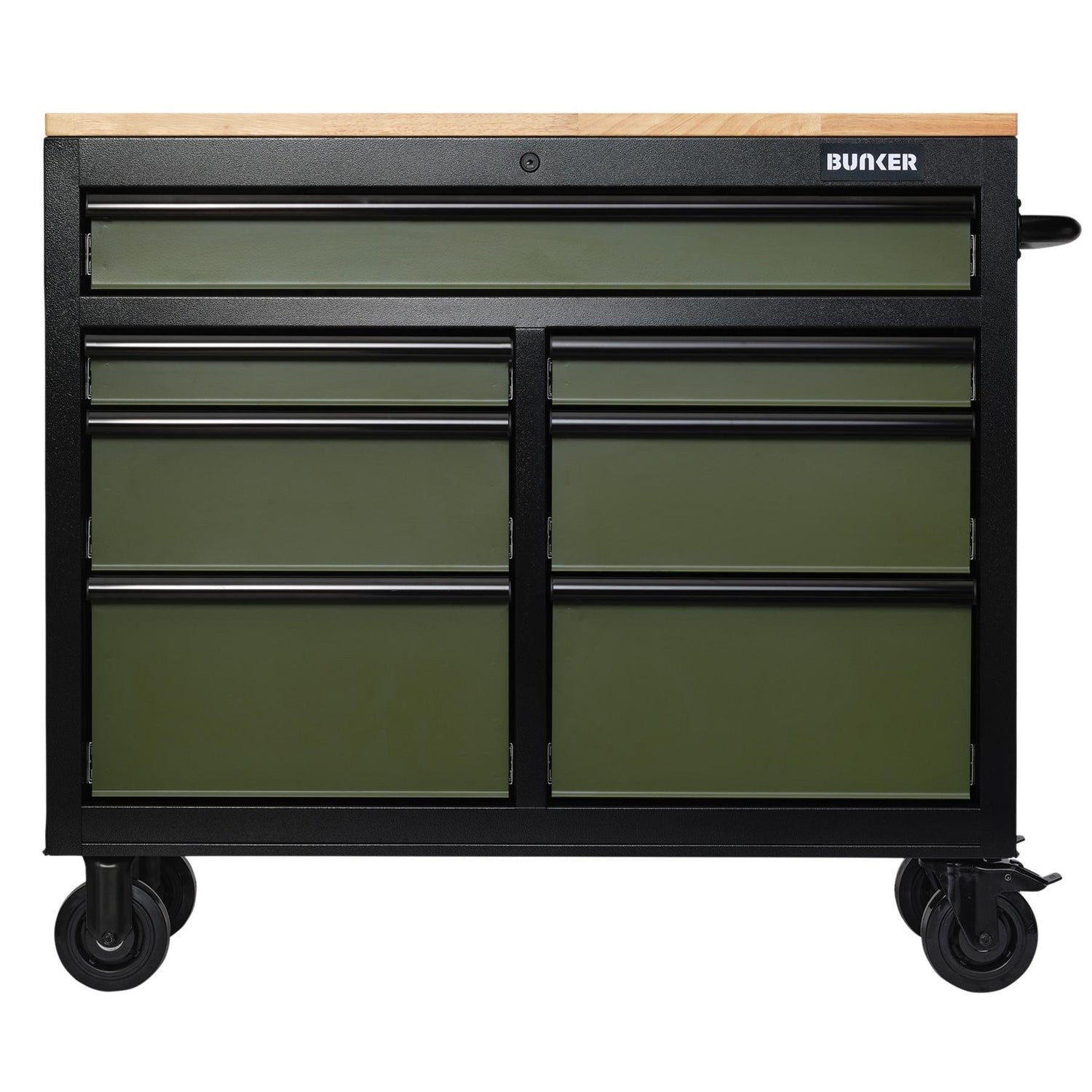 BUNKER Profi Werkbank  41 Zoll, 104 cm - Grün  - Werkbank mit Schubladen - 7 - Werkbank mit Rollen - D08221