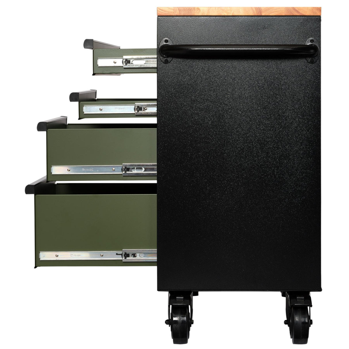 BUNKER Profi Werkbank  41 Zoll, 104 cm - Grün  - Werkbank mit Schubladen - 7 - Werkbank mit Rollen - D08221