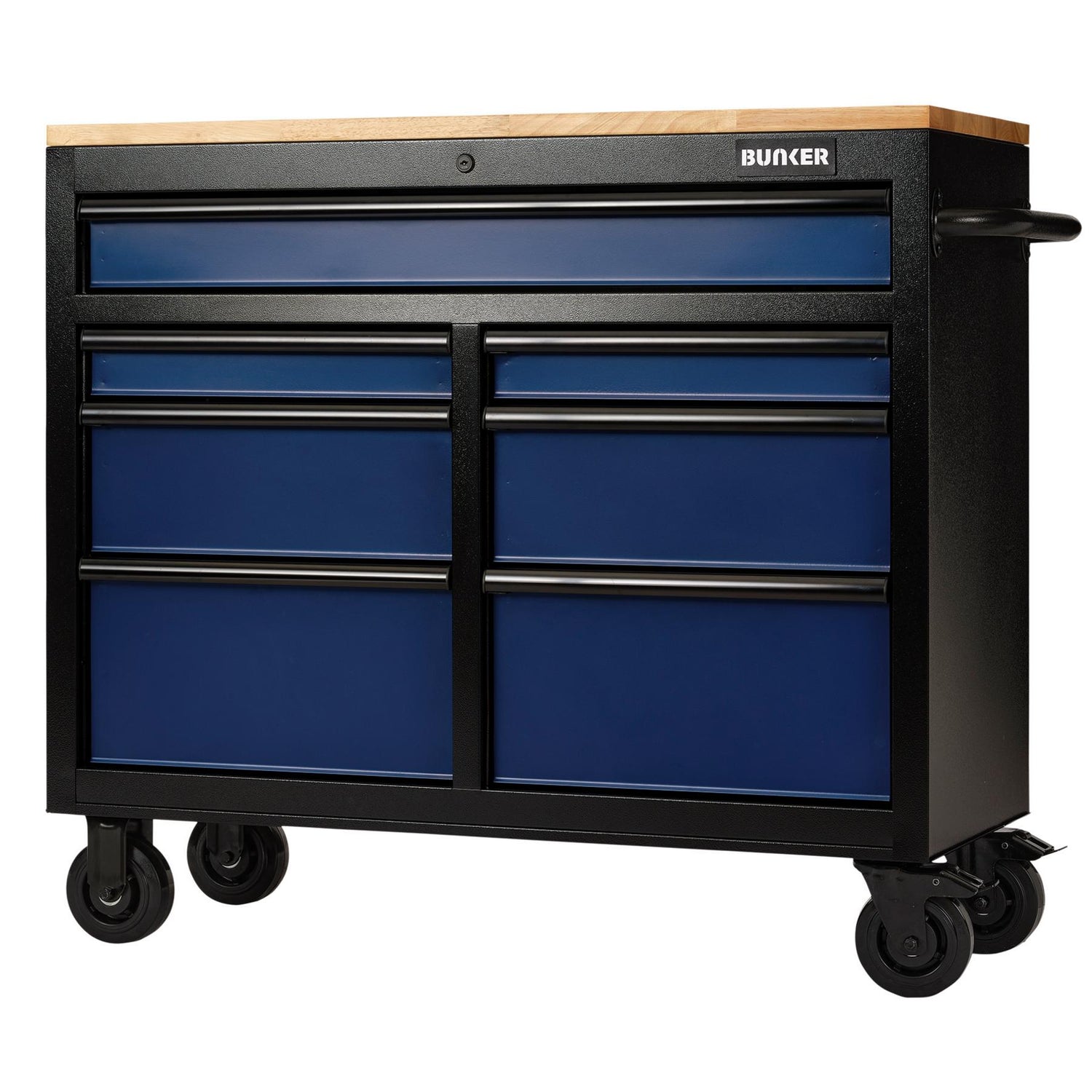 BUNKER Profi Werkbank  41 Zoll, 104 cm - Blau  - Werkbank mit Schubladen - 7 - Werkbank mit Rollen - D08222