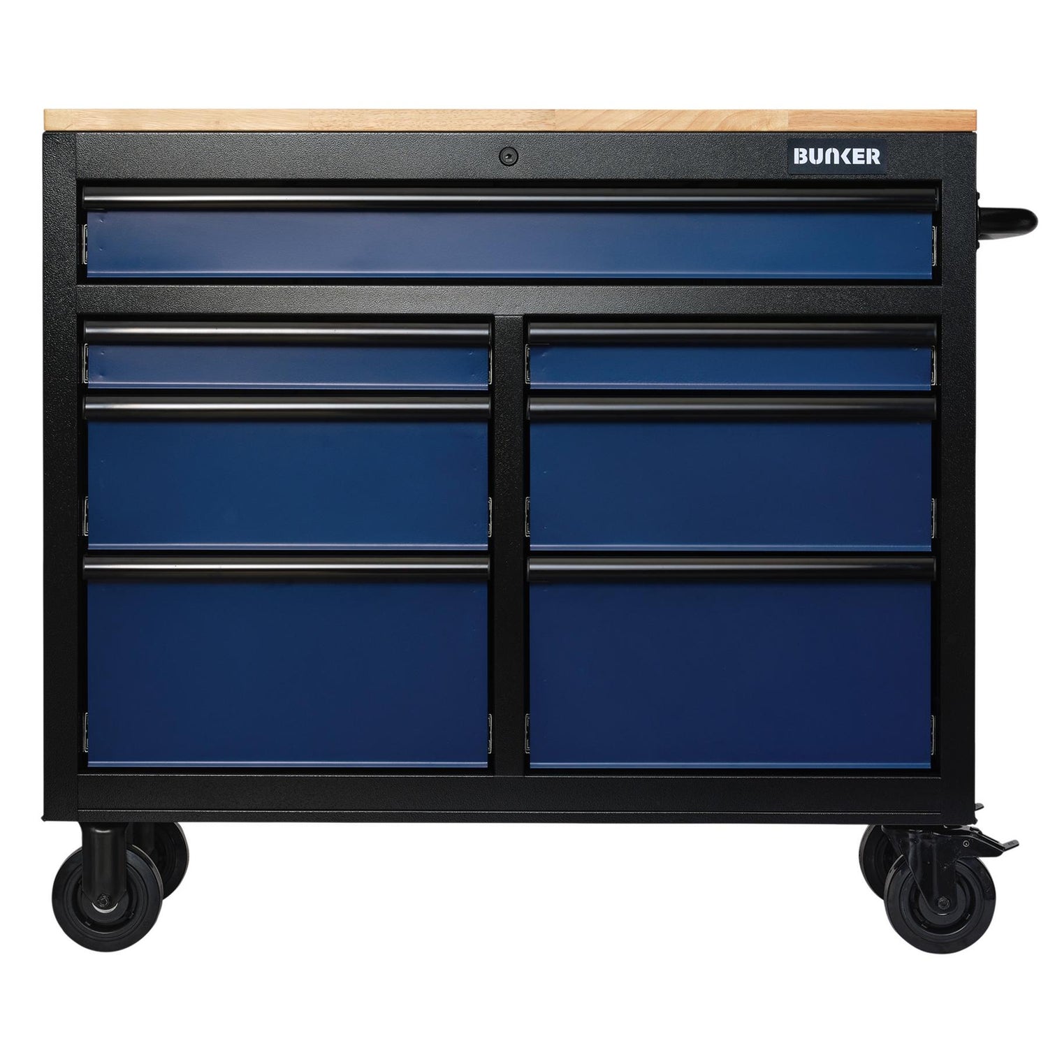 BUNKER Profi Werkbank  41 Zoll, 104 cm - Blau  - Werkbank mit Schubladen - 7 - Werkbank mit Rollen - D08222