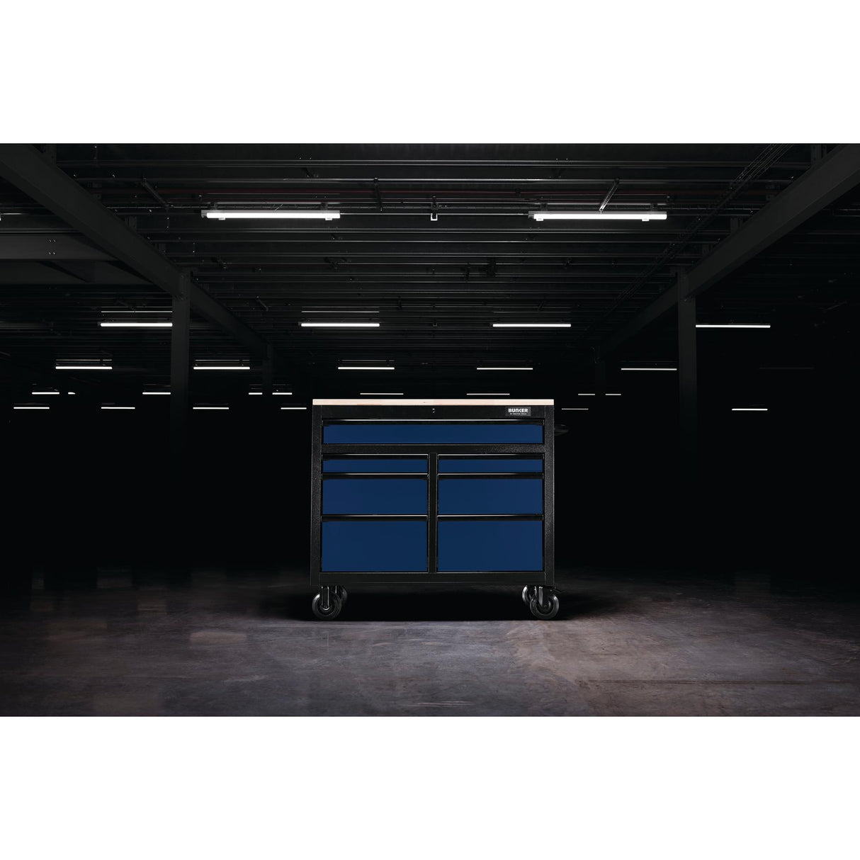 BUNKER Profi Werkbank  41 Zoll, 104 cm - Blau  - Werkbank mit Schubladen - 7 - Werkbank mit Rollen - D08222