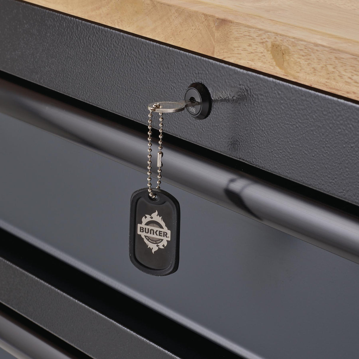 BUNKER Profi Werkbank mit Schubladen 56 Zoll, 155 cm - Grau - 56 Zoll, 155 cm - Werkbank mit Rollen - 10 Schubladen - D08227