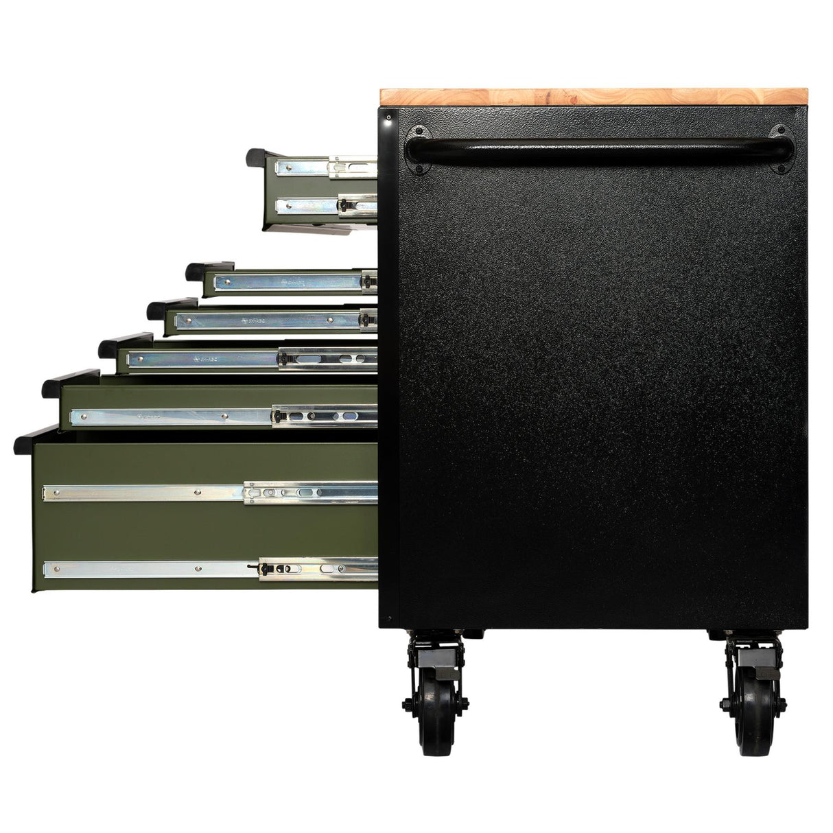 BUNKER Profi Werkbank mit Rollen 56 Zoll, 155 cm - Blau - Werkbank mit Schubladen - 10 Schubladen - D08236