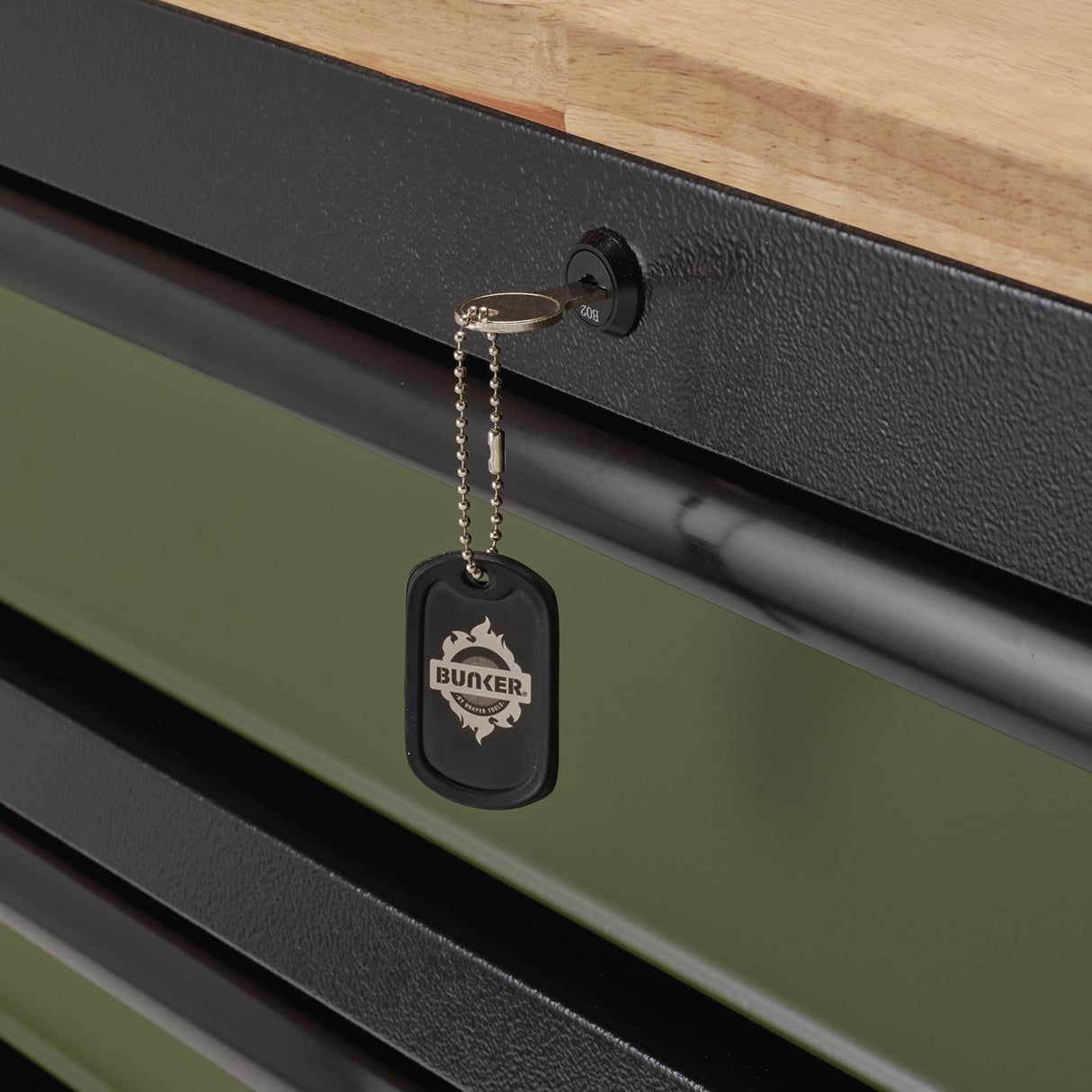 BUNKER Profi Werkbank mit Rollen 56 Zoll, 155 cm - Blau - Werkbank mit Schubladen - 10 Schubladen - D08236