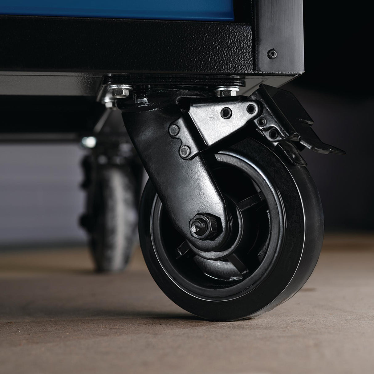 BUNKER Profi Werkbank 56 Zoll, 155 cm - Blau - Werkbank mit Schubladen - 10 - Werkbank mit Rollen - D08237