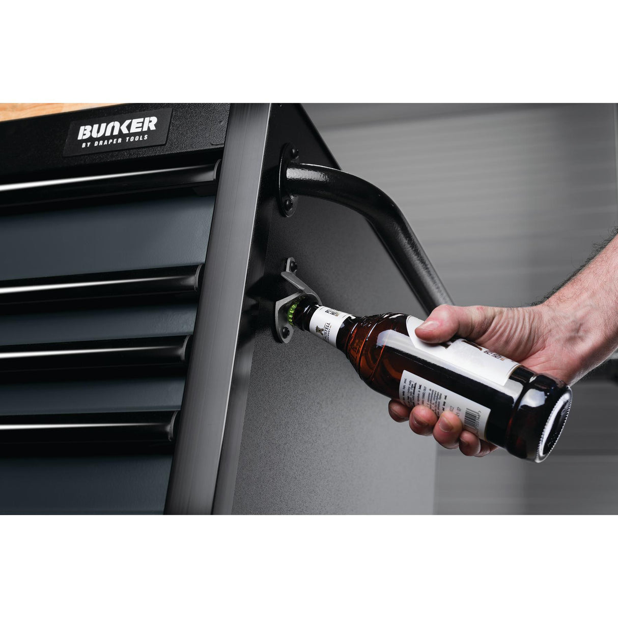 BUNKER Profi Werkbank 61 Zoll (155 cm) Grau - Werkbank mit Rollen - Werkbank mit Schubladen 15 - D08238