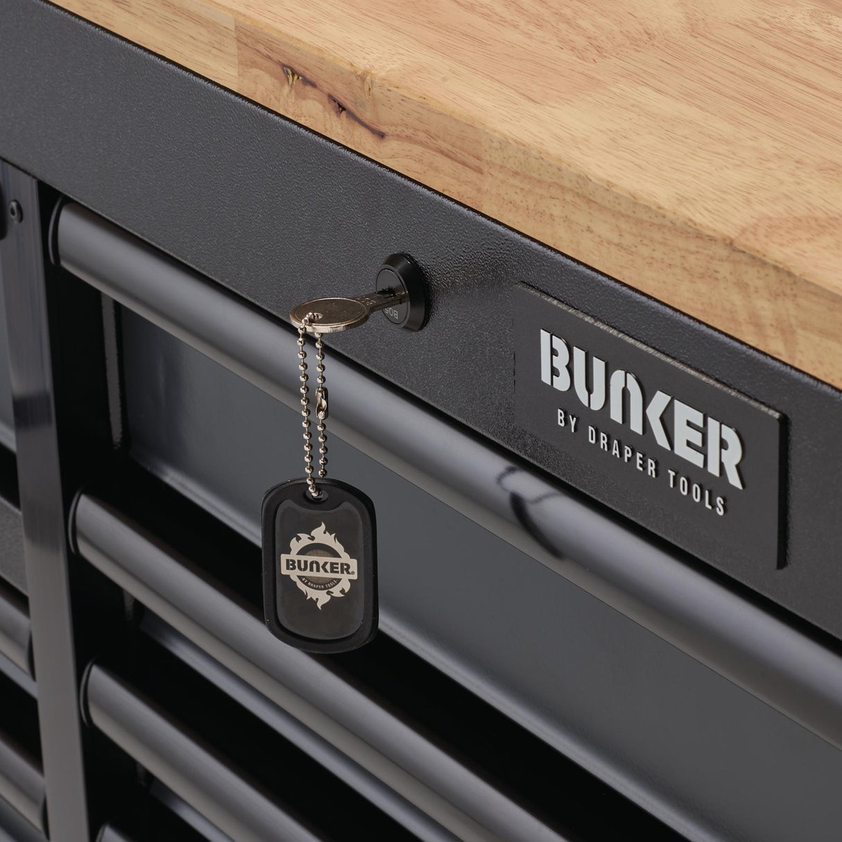 BUNKER Profi Werkbank mit Schubladen 72 Zoll (183 cm) in Grau - Werkbank mit Rollen - 15 Schubladen - D08241