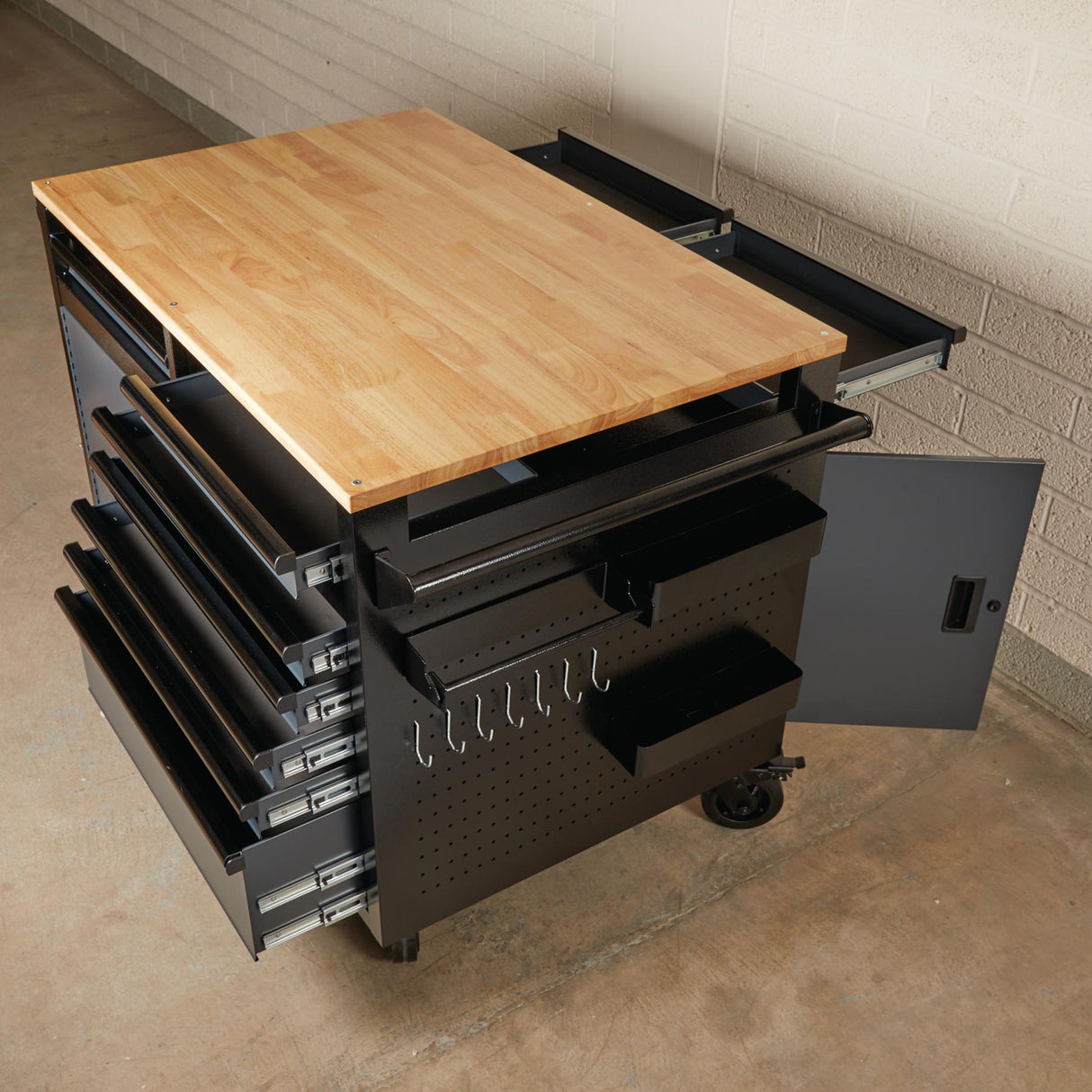 BUNKER Profi Werkbank mit Rollen 48 Zoll (122 cm) Grau - Multifunktionaler Werkbank mit Schubladen - D08251