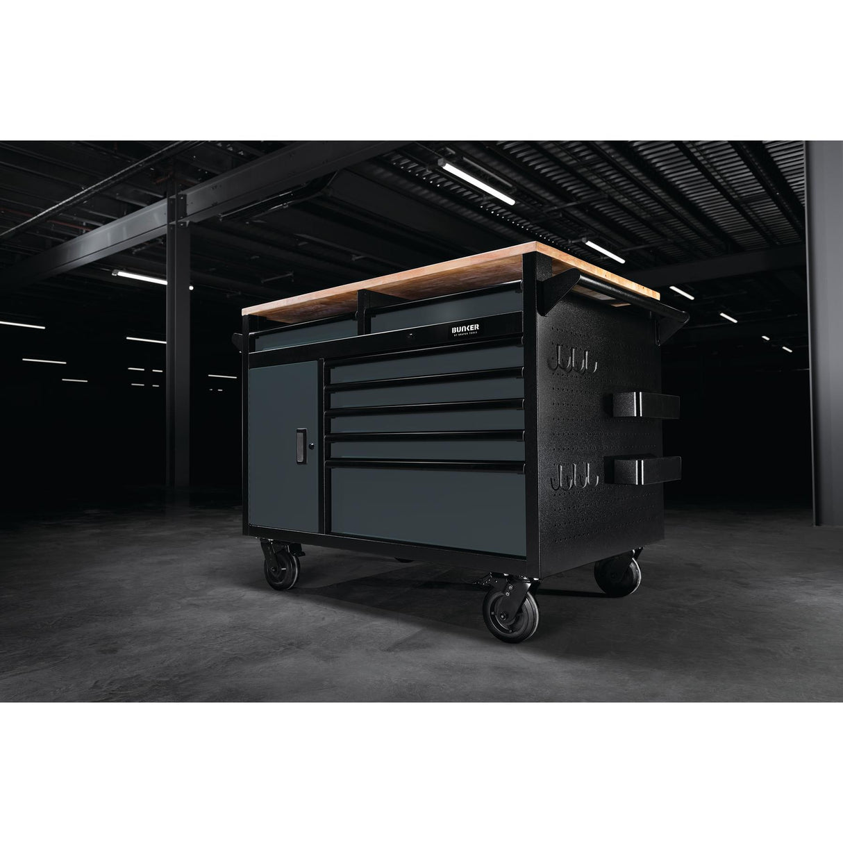 BUNKER Profi Werkbank mit Rollen 48 Zoll (122 cm) Grau - Multifunktionaler Werkbank mit Schubladen - D08251