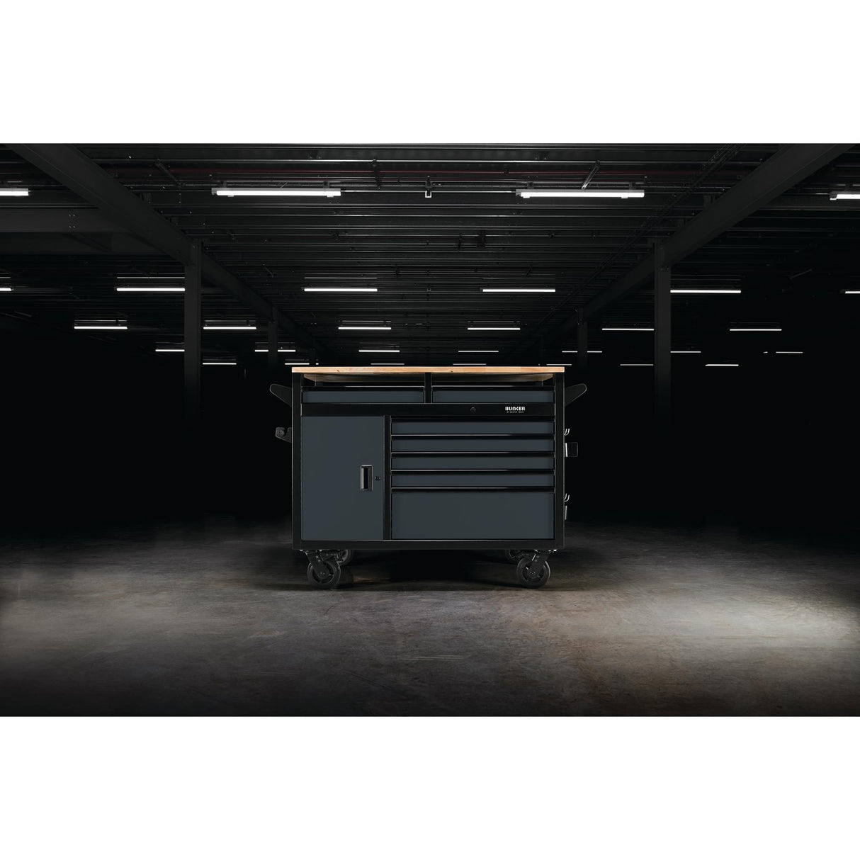 BUNKER Profi Werkbank mit Rollen 48 Zoll (122 cm) Grau - Multifunktionaler Werkbank mit Schubladen - D08251