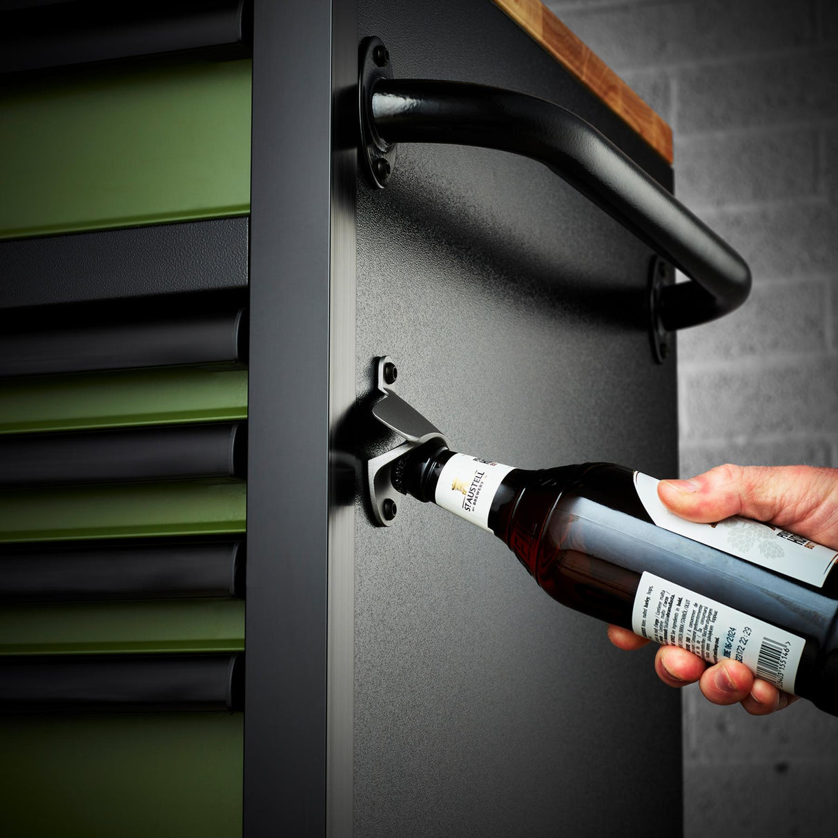 BUNKER Profi Werkbank mit Schubladen 61 Zoll, 155 cm - Grün - Werkbank mit Rollen - 15 Schubladen - D10368