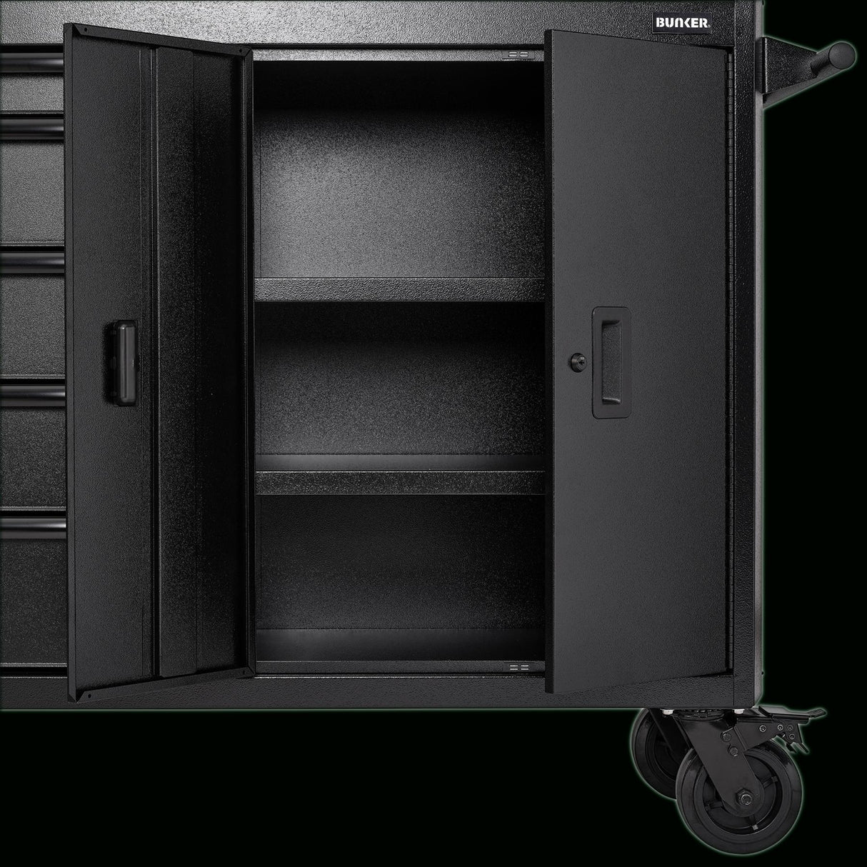 BUNKER Werkzeugwagen mit Topcase, 13 Soft-Close-Schubladen, 131cm, schwarz D24249