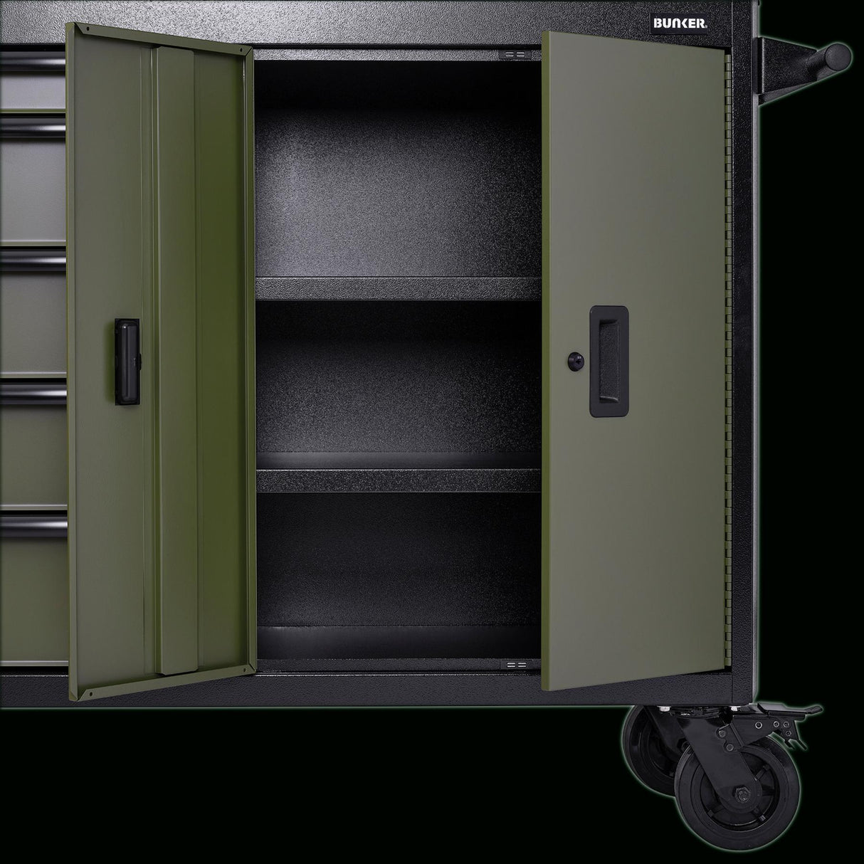 BUNKER Werkzeugwagen mit Topcase, 13 Soft-Close-Schubladen, 131cm, grün D24255