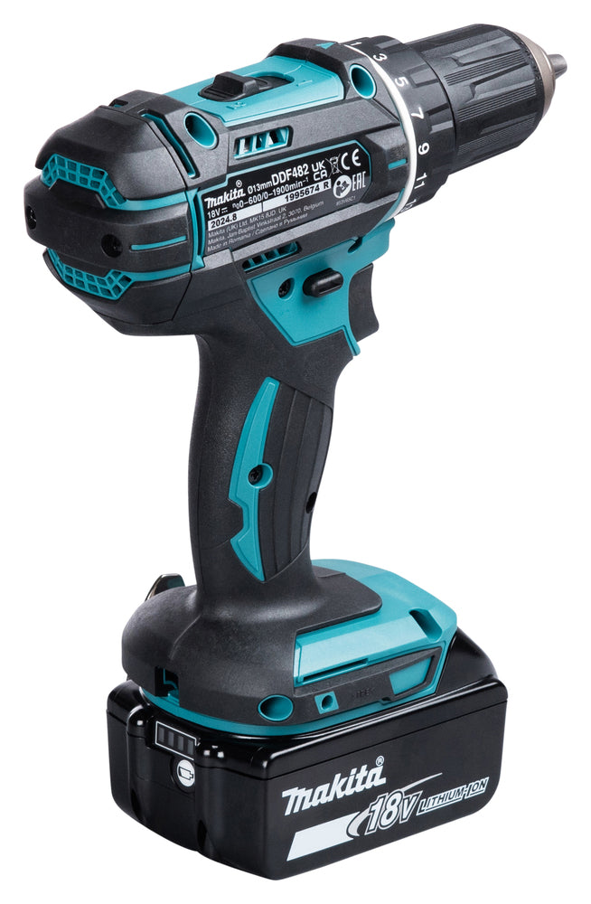 Makita Akku-Bohrschrauber 18V | 21 Drehmomentstufen, Vollmetall-Getriebe & XPT-Schutz - DDF482RFJ