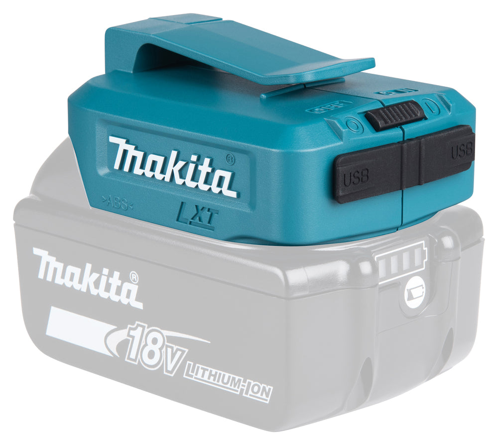 Makita Akku-USB Adapter | mit 2 USB-A Anschlüssen & Gürtelclip - DECADP05