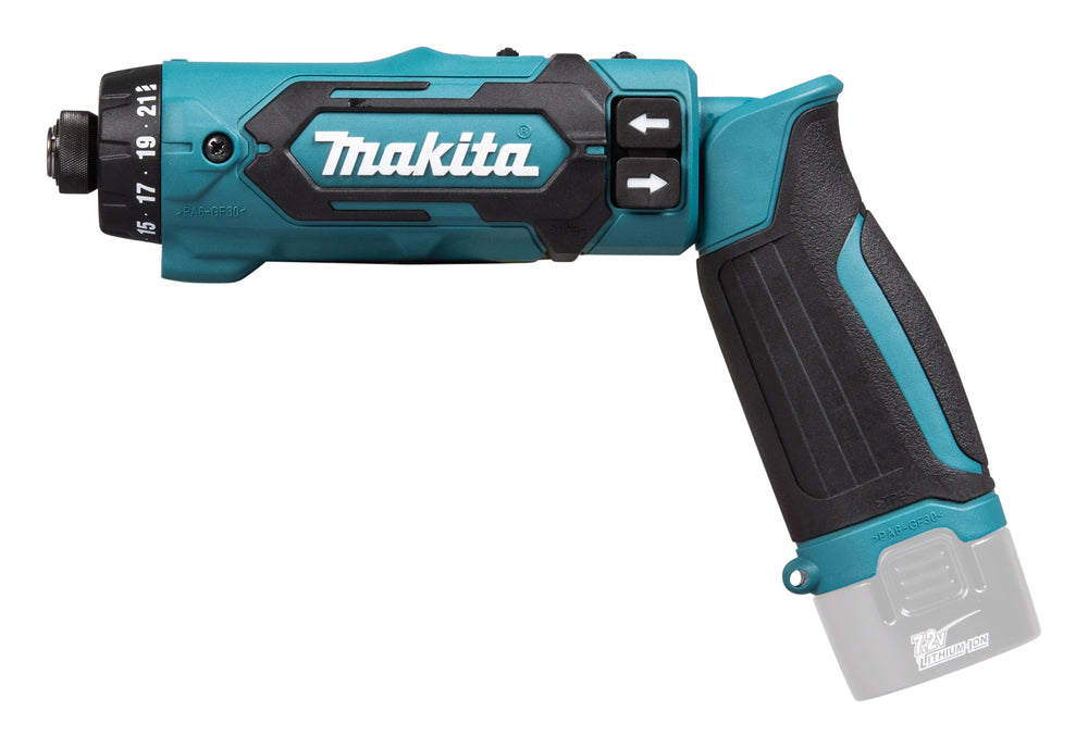 Makita Akku-Knickschrauber 7,2V | kompakt mit 21 Drehmomentstufen & 2-Gang-Getriebe - DF012DZ