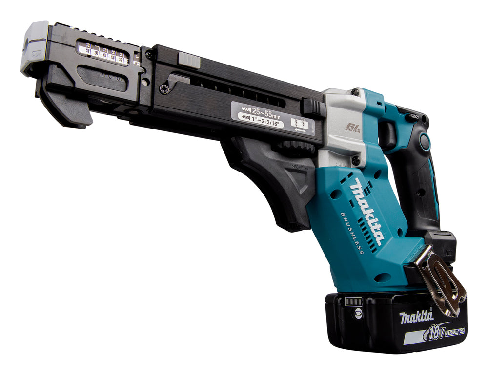 Makita Akku-Magazinschrauber 18V | Brushless mit Push-Drive, XPT & langer Schraubenführung (25–55 mm) - DFR551RTJ
