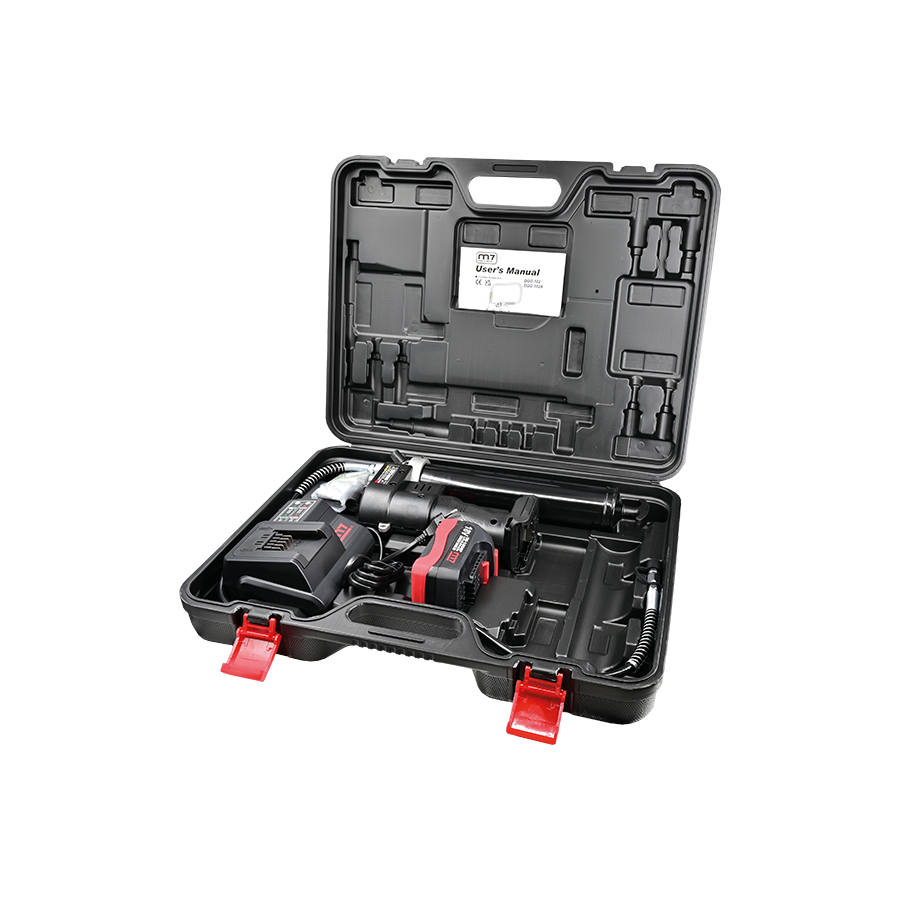 M7 Power-Werkzeuge - Akku-Fettpresse 18V 400cc mit Ladegerät + 1 Akku 5Ah DGG102A1
