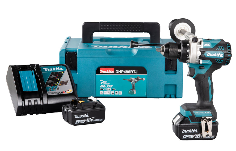 Makita Akku-Schlagbohrschrauber – 18V, 141 Nm Drehmoment, bürstenlos & Profi-Ausführung - DHP486RTJ