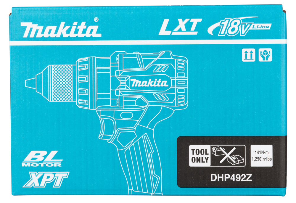 Makita Akku-Schlagbohrschrauber – 18V, 141 Nm Drehmoment, bürstenlos & kompakt - DHP492Z