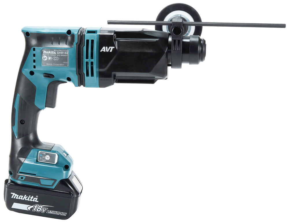 Makita Akku-Bohrhammer SDS-PLUS – 18V, kompakt mit integrierter Staubabsaugung & AVT - DHR182RTWJ
