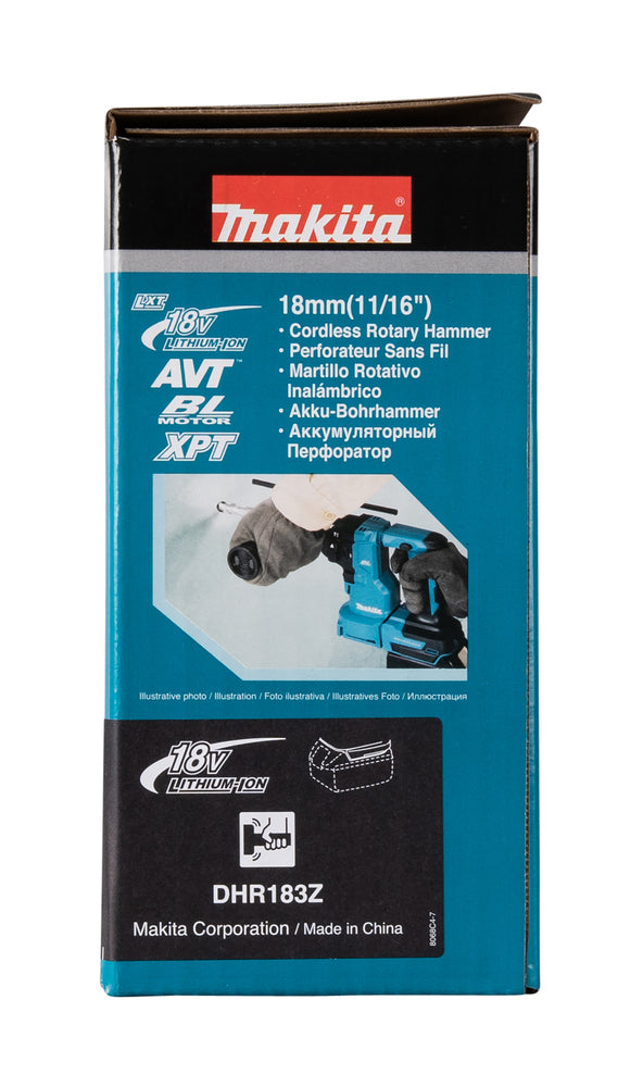Makita Akku-Bohrhammer SDS-PLUS – 18V, 1,7 J Schlagstärke, bürstenlos & mit XPT - DHR183Z