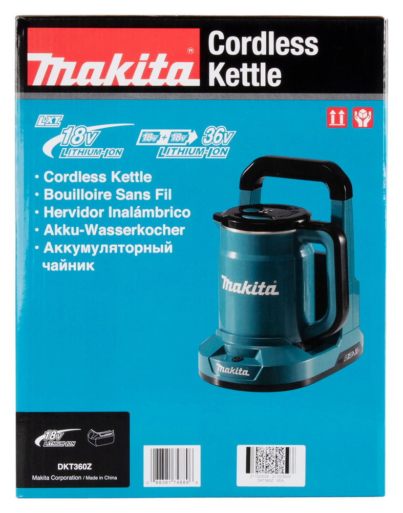 Makita Akku-Wasserkocher 18V LXT – mobiler Wasserkocher für Baustelle, Camping & Outdoor - DKT360Z