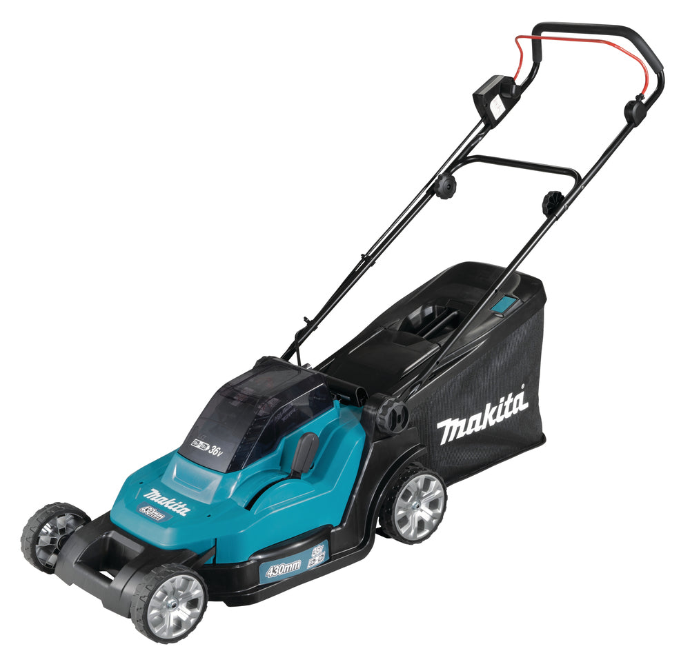 Makita Akku-Rasenmäher 2x18 V mit Kunststoffdeck & Komplett-Set - DLM432PT2