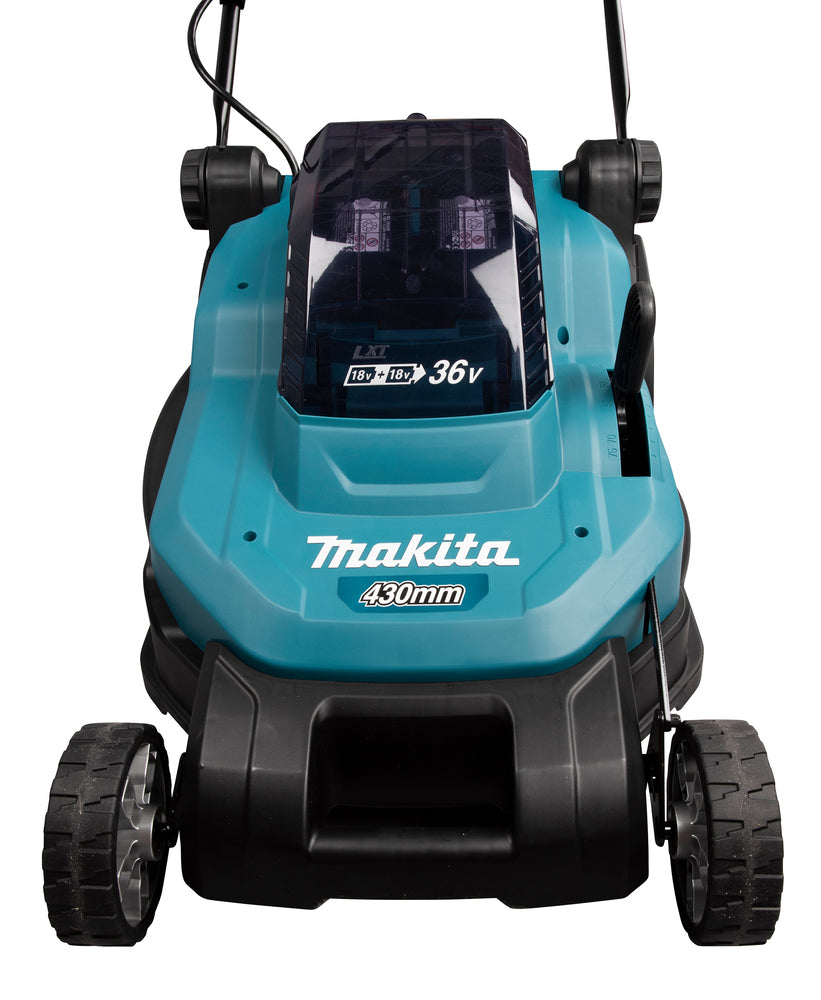Makita Akku-Rasenmäher 2x18 V mit Kunststoffdeck und 43 cm Schnittbreite - DLM432Z