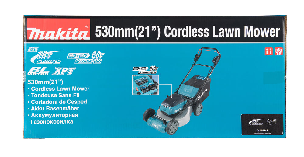 Makita Akku-Rasenmäher 2x18 V mit Stahldeck für große Rasenflächen - DLM534Z