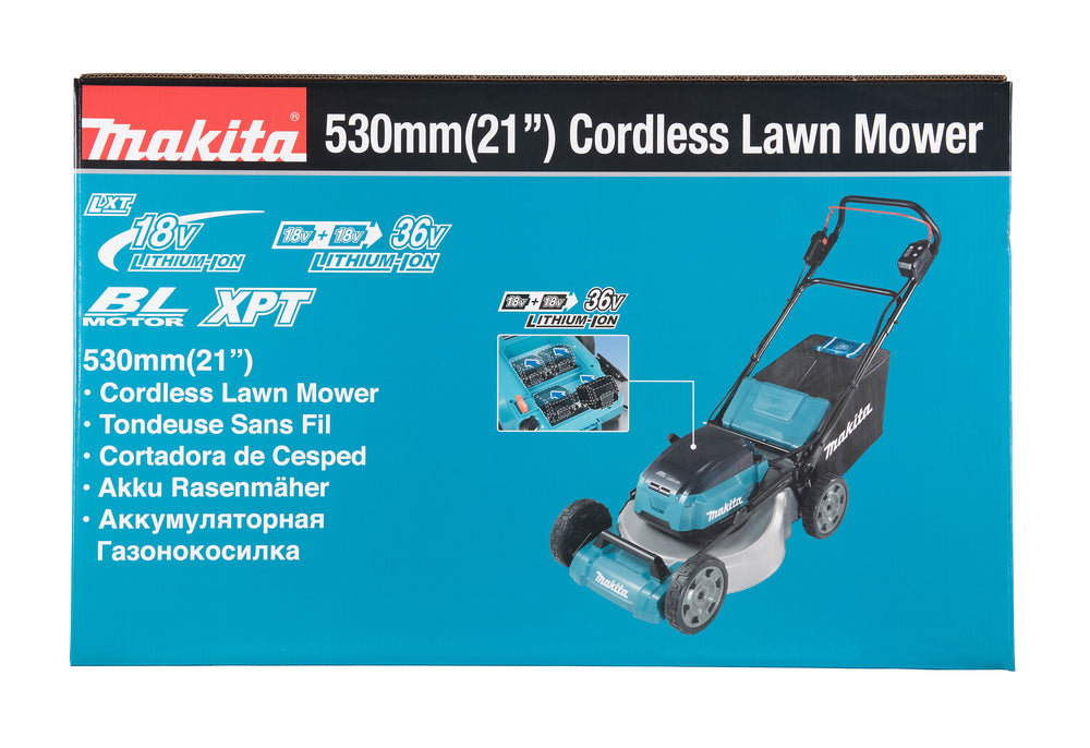 Makita Akku-Rasenmäher 2x18 V mit Stahldeck für große Rasenflächen - DLM534Z